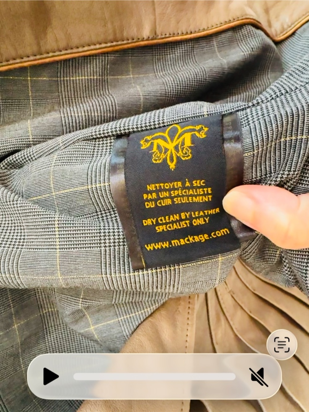 New Mackage Leather Jacket Colour is listed as Oatmeal on tag M - Picture 6 of 13